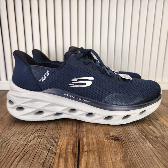 Skechers Slip-Ins Glide Step Swift Men\'s 9.5 Navy Blue Walking Hands Free Shoes